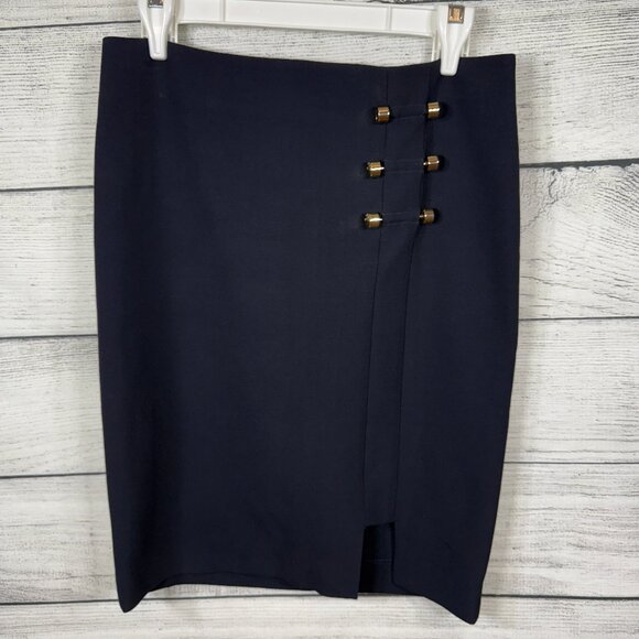 Versace Collection Vintage Business Navy Wool Skirt Size 6
